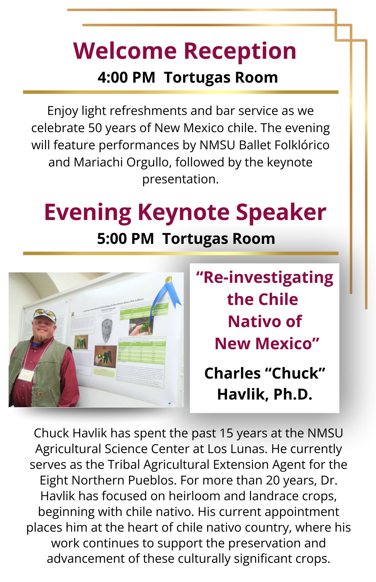 Welcome reception and keynote speaker flyer for 2026 chile conference