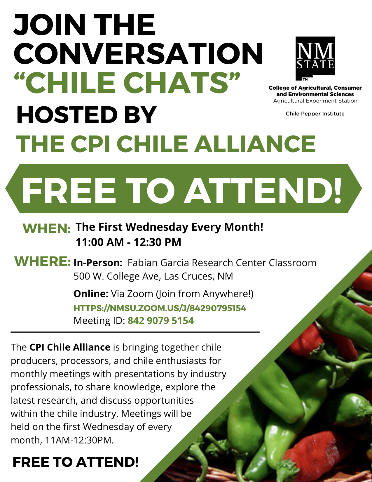 Promotional flyer for the 2026 Chile Chats